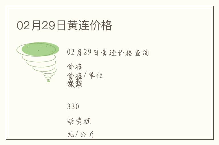 02月29日黃連價格