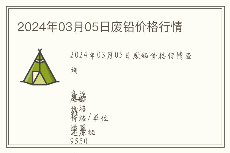 2024年03月05日廢鉛價格行情