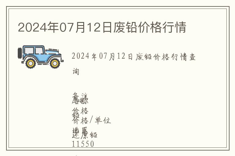 2024年07月12日廢鉛價(jià)格行情