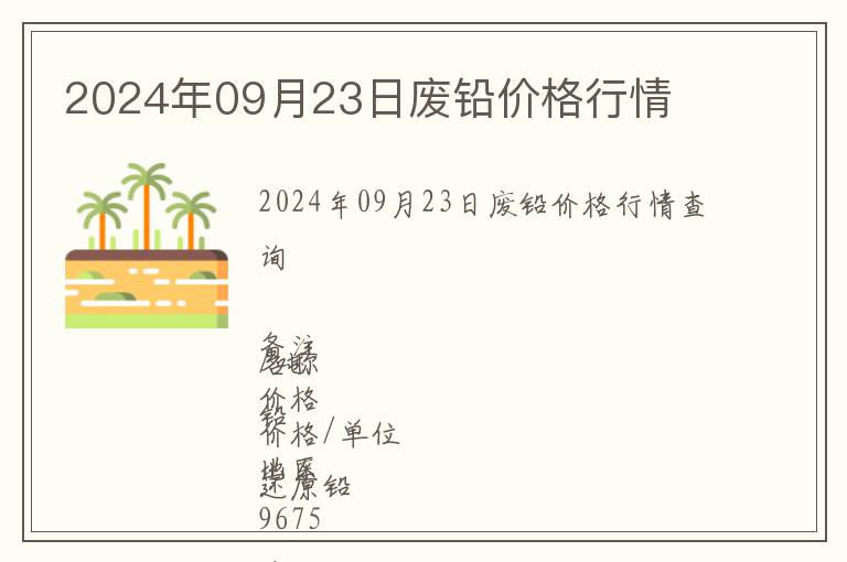 2024年09月23日廢鉛價(jià)格行情