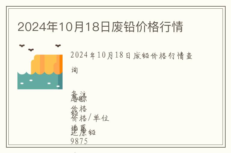 2024年10月18日廢鉛價(jià)格行情