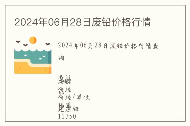 2024年06月28日廢鉛價格行情