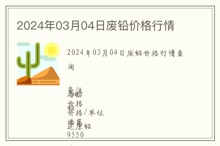 2024年03月04日廢鉛價格行情