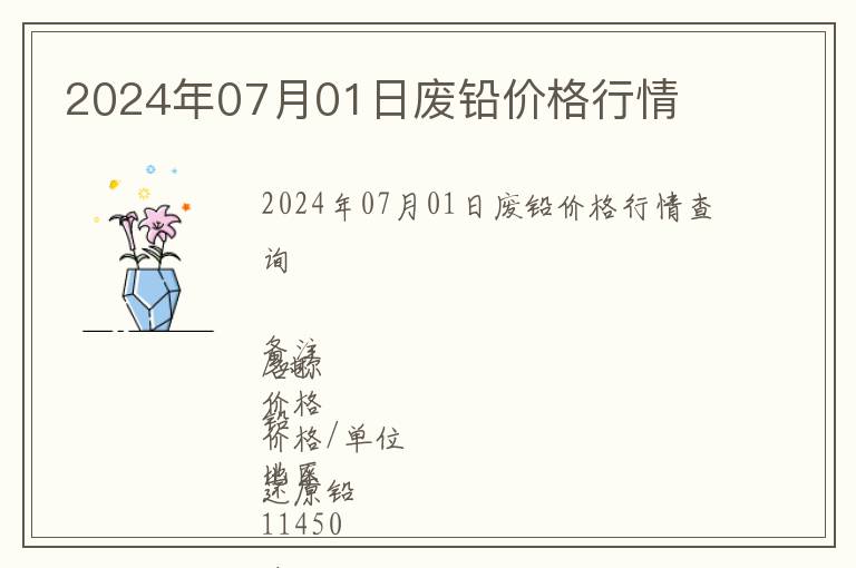 2024年07月01日廢鉛價格行情