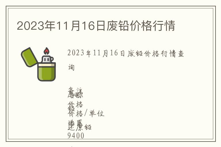 2023年11月16日廢鉛價格行情