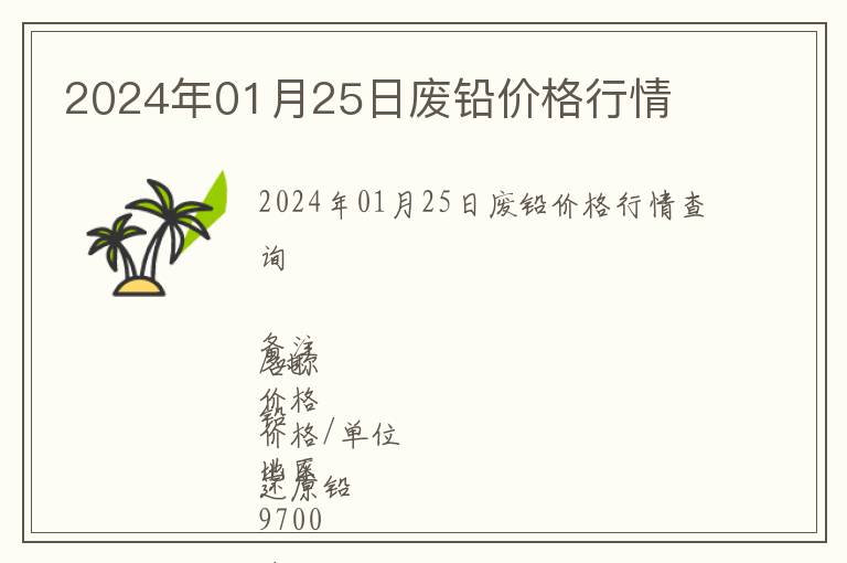 2024年01月25日廢鉛價格行情
