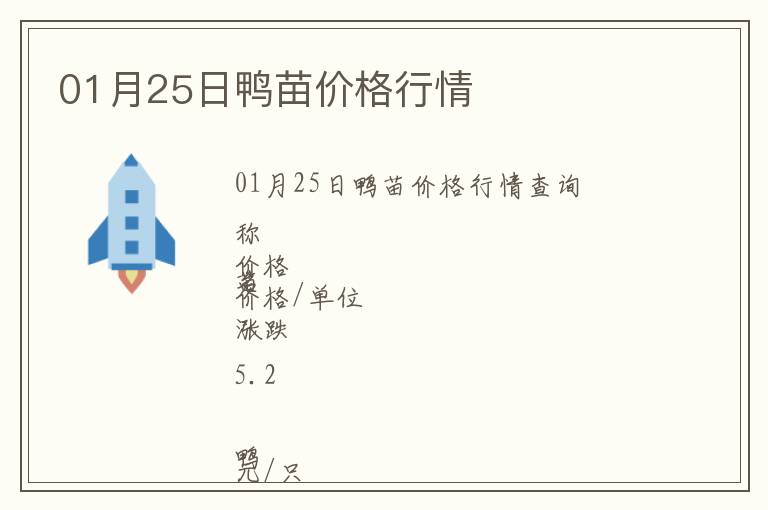 01月25日鴨苗價格行情
