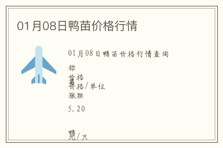 01月08日鴨苗價格行情
