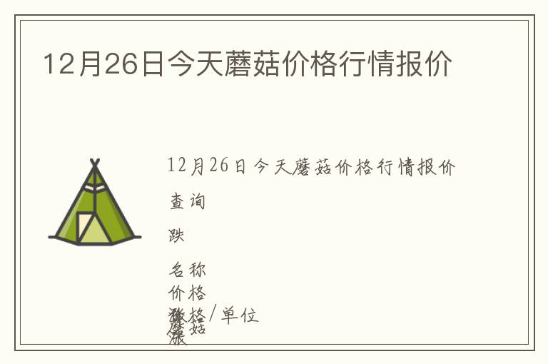 12月26日今天蘑菇價格行情報價