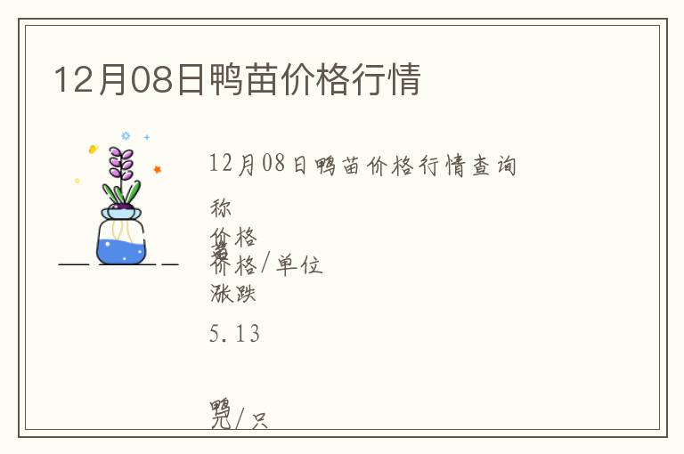 12月08日鴨苗價格行情