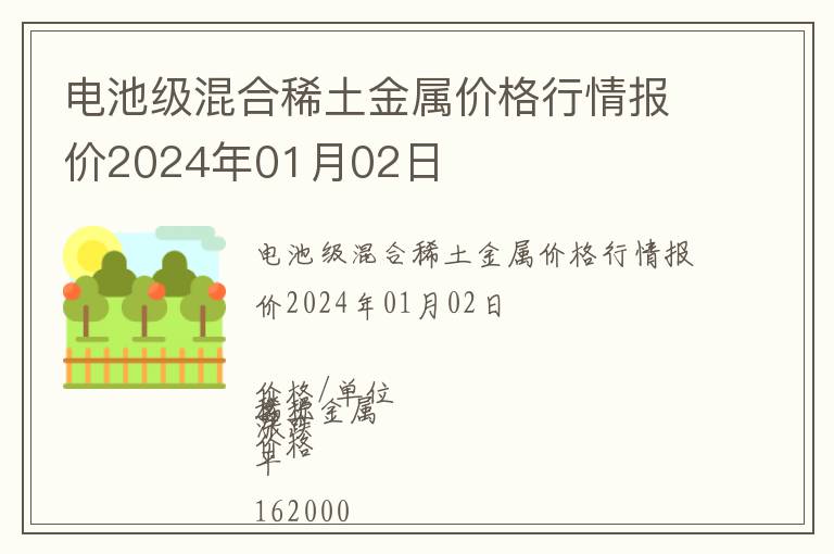 電池級(jí)混合稀土金屬價(jià)格行情報(bào)價(jià)2024年01月02日