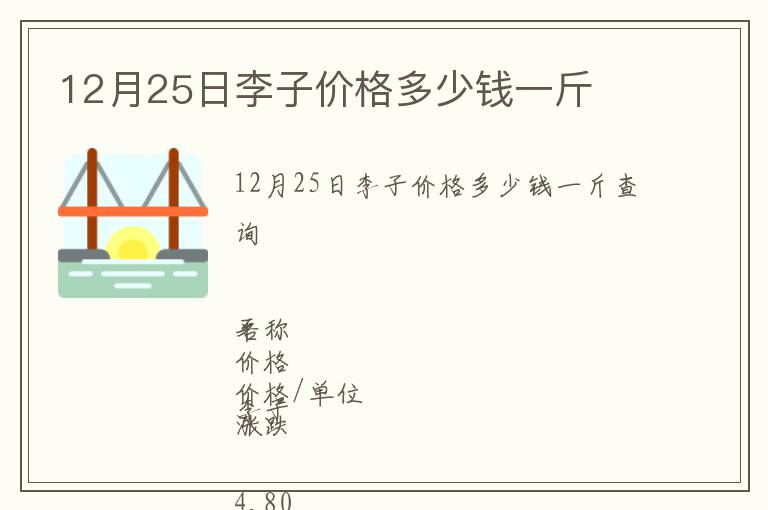 12月25日李子價格多少錢一斤