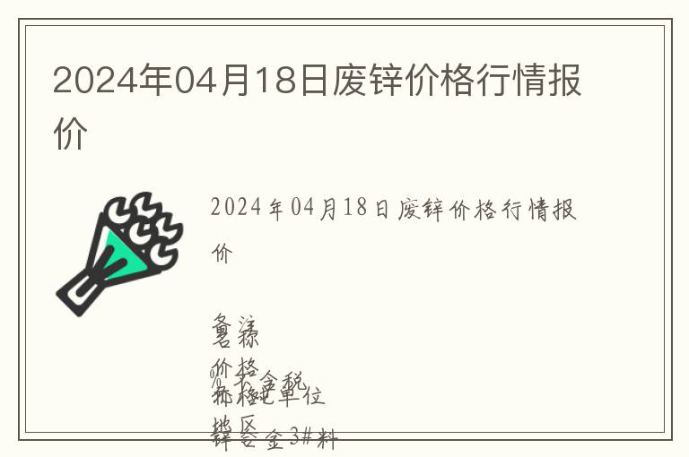 2024年04月18日廢鋅價(jià)格行情報(bào)價(jià)