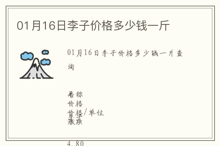 01月16日李子價格多少錢一斤