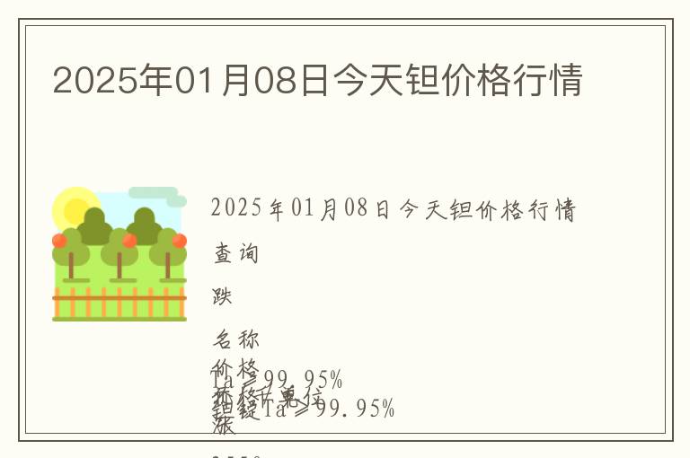 2025年01月08日今天鉭價(jià)格行情