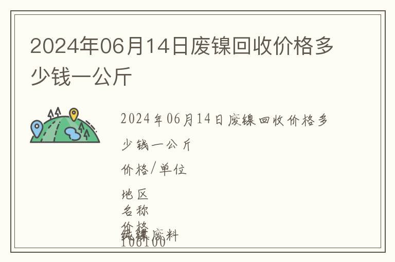 2024年06月14日廢鎳回收價格多少錢一公斤