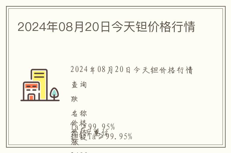 2024年08月20日今天鉭價格行情
