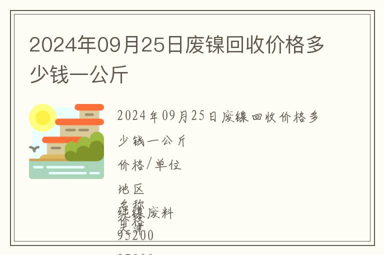 2024年09月25日廢鎳回收價格多少錢一公斤