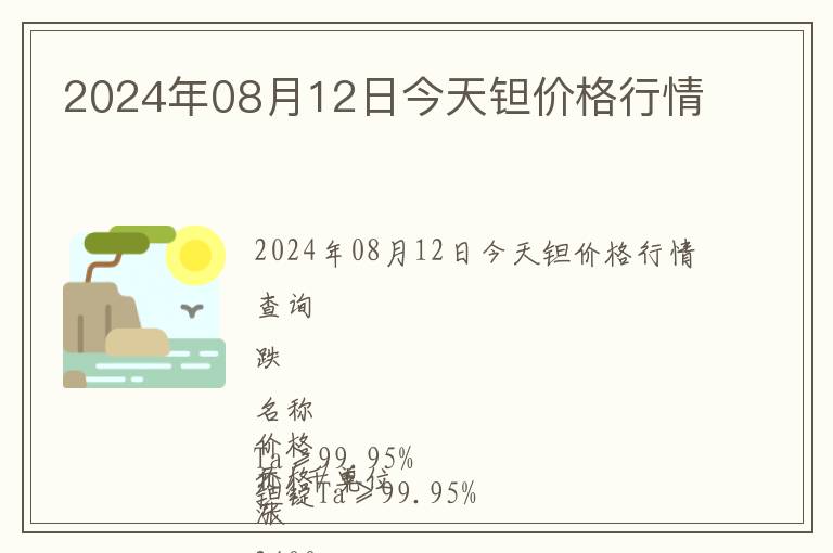 2024年08月12日今天鉭價格行情
