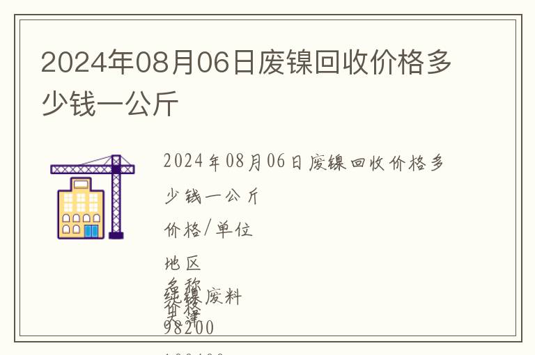 2024年08月06日廢鎳回收價(jià)格多少錢一公斤
