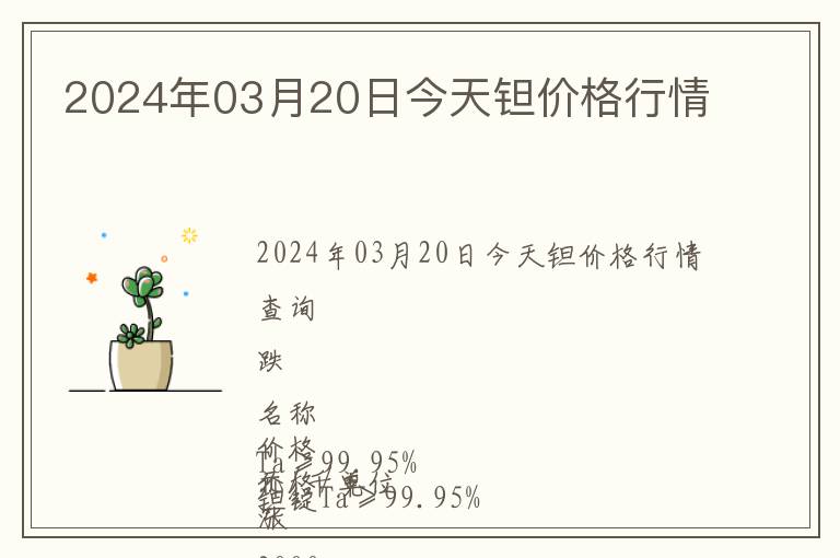 2024年03月20日今天鉭價(jià)格行情