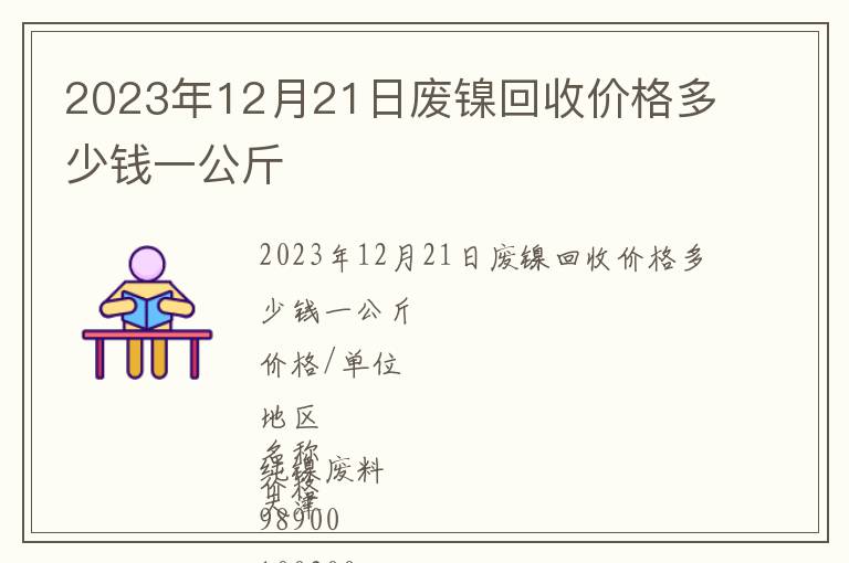 2023年12月21日廢鎳回收價格多少錢一公斤