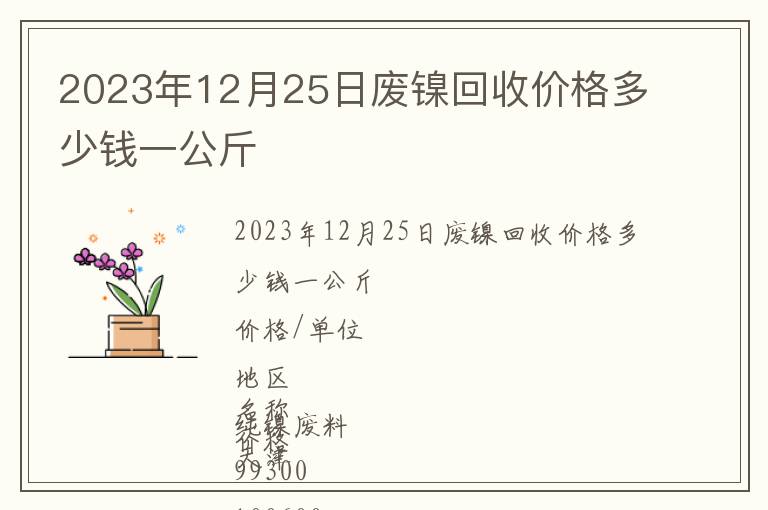 2023年12月25日廢鎳回收價格多少錢一公斤