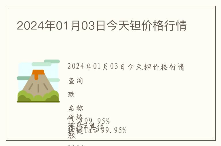 2024年01月03日今天鉭價(jià)格行情