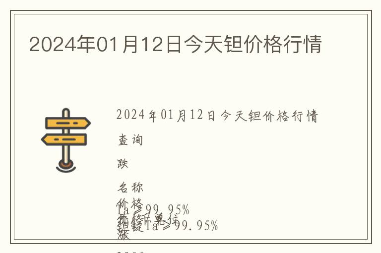 2024年01月12日今天鉭價格行情