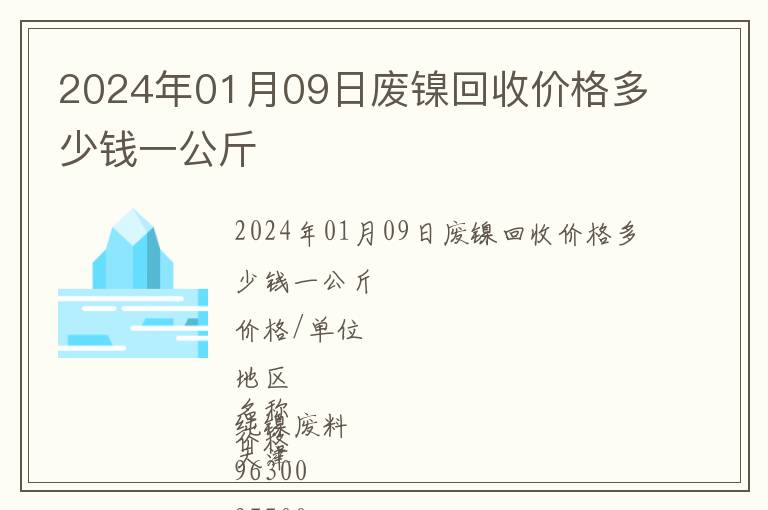 2024年01月09日廢鎳回收價格多少錢一公斤