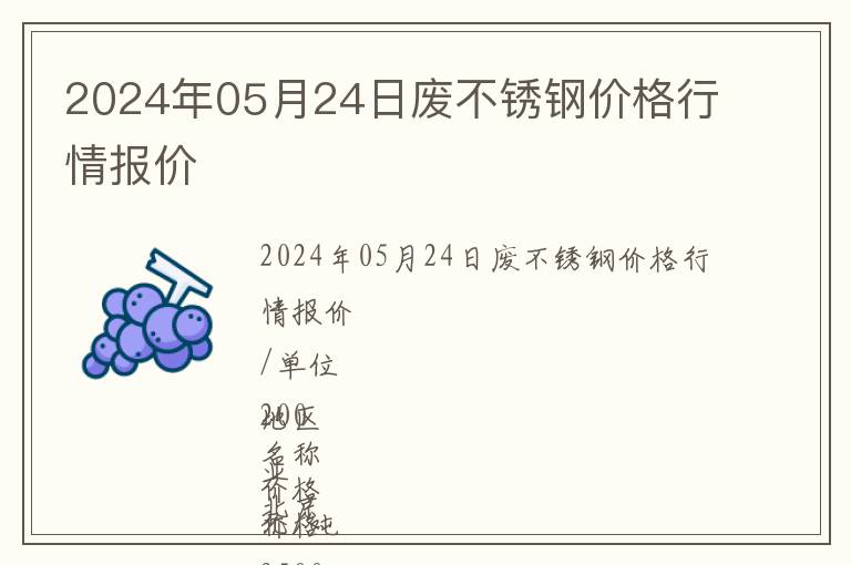 2024年05月24日廢不銹鋼價格行情報價