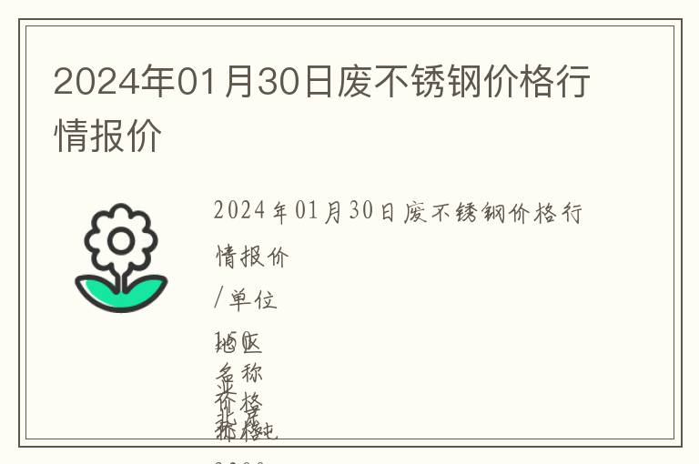 2024年01月30日廢不銹鋼價格行情報價
