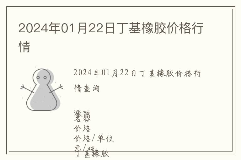 2024年01月22日丁基橡膠價格行情