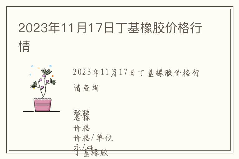2023年11月17日丁基橡膠價格行情