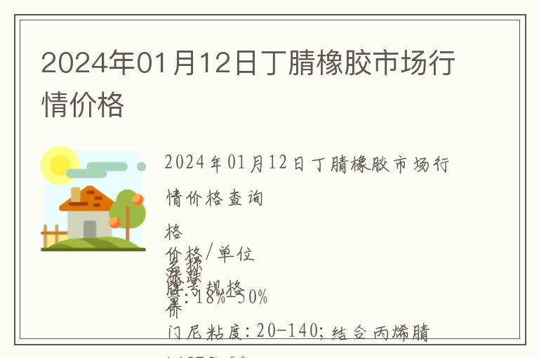 2024年01月12日丁腈橡膠市場行情價格
