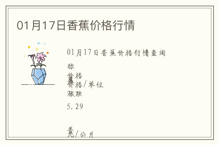 01月17日香蕉價格行情