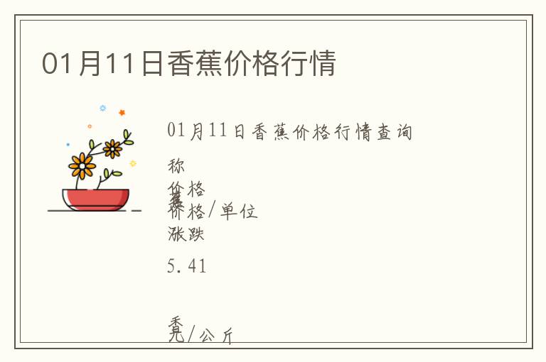 01月11日香蕉價格行情