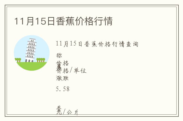 11月15日香蕉價(jià)格行情