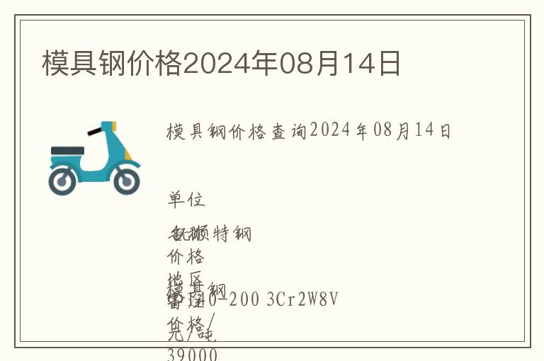 模具鋼價格2024年08月14日