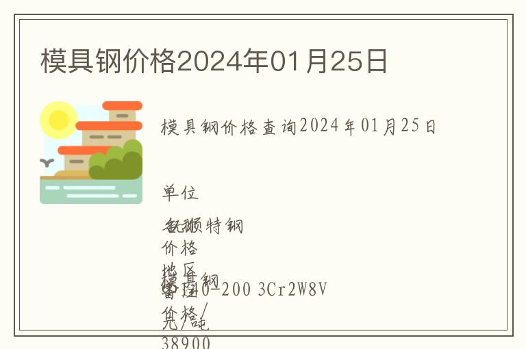 模具鋼價格2024年01月25日