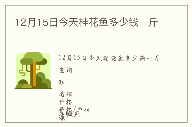 12月15日今天桂花魚(yú)多少錢一斤