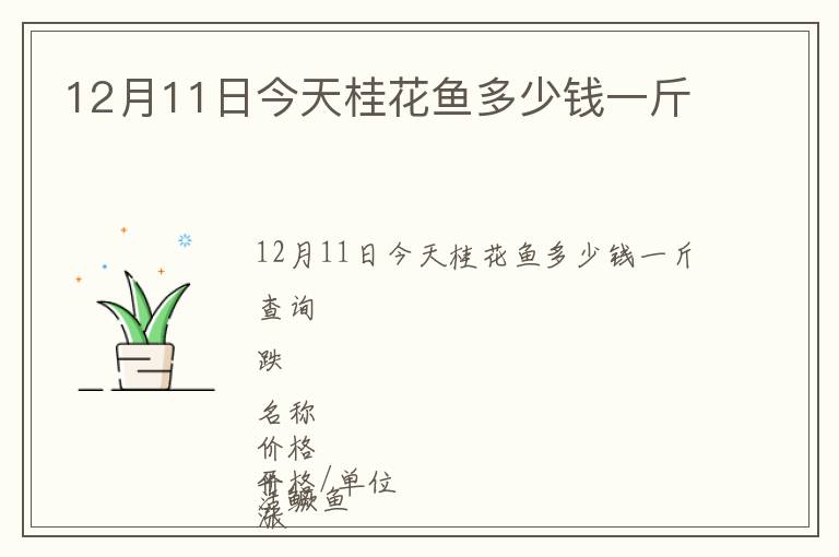 12月11日今天桂花魚多少錢一斤