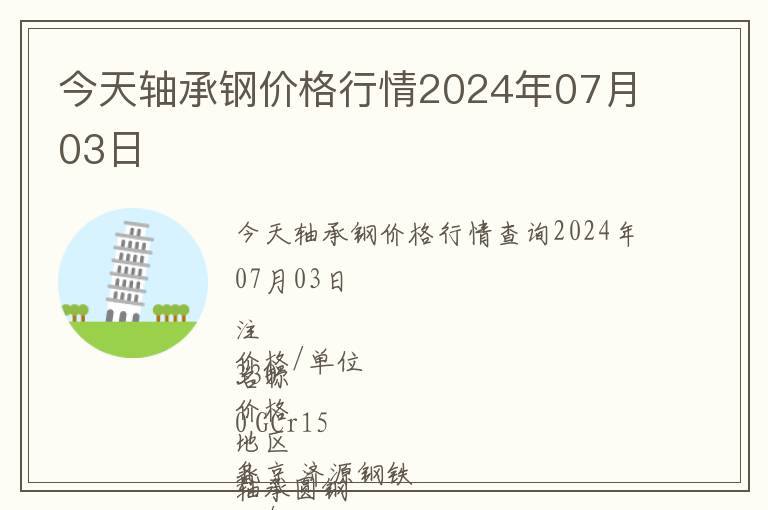 今天軸承鋼價格行情2024年07月03日