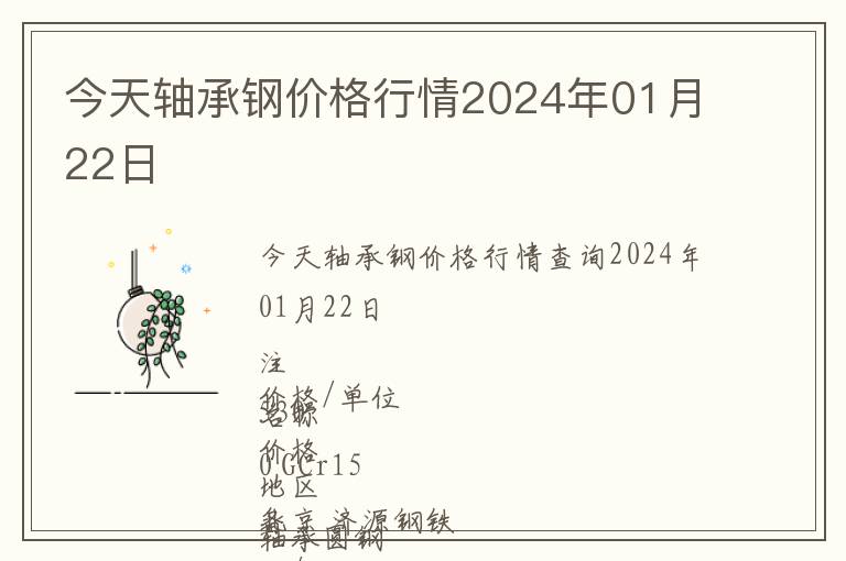 今天軸承鋼價格行情2024年01月22日