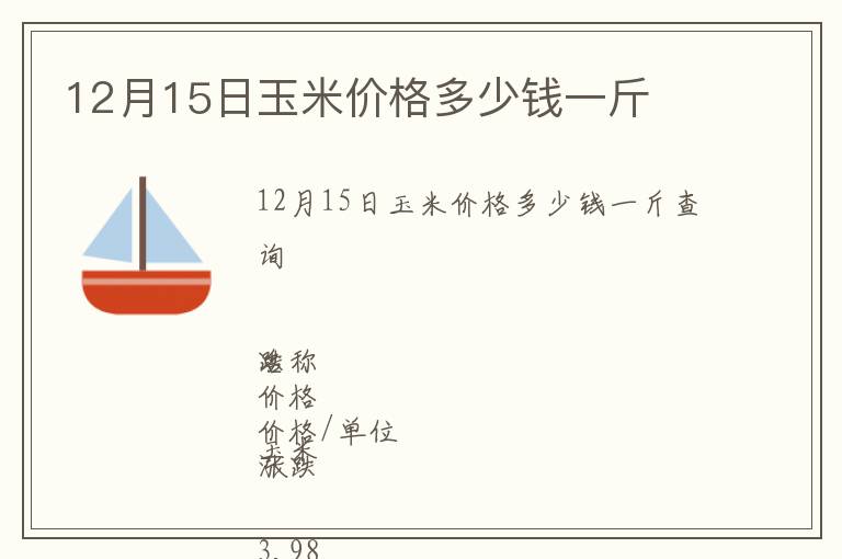 12月15日玉米價格多少錢一斤