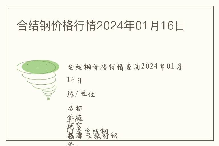 合結鋼價格行情2024年01月16日