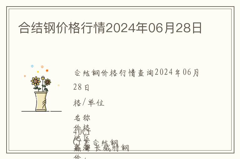 合結鋼價格行情2024年06月28日