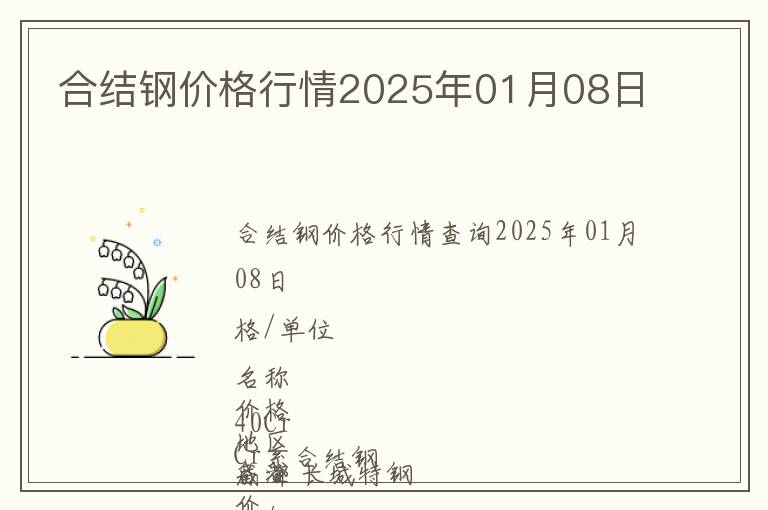合結(jié)鋼價(jià)格行情2025年01月08日