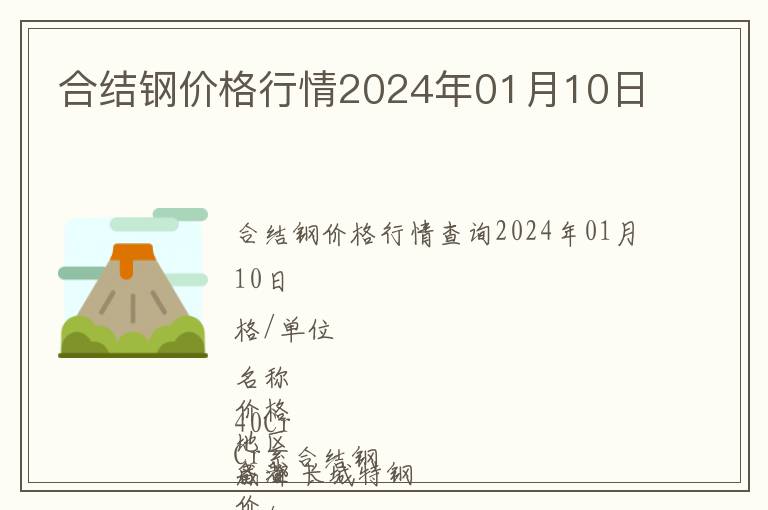 合結鋼價格行情2024年01月10日