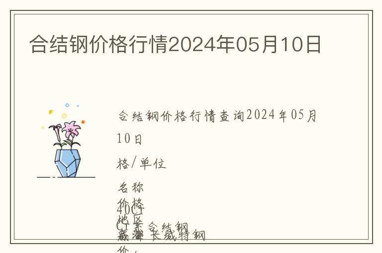 合結鋼價格行情2024年05月10日